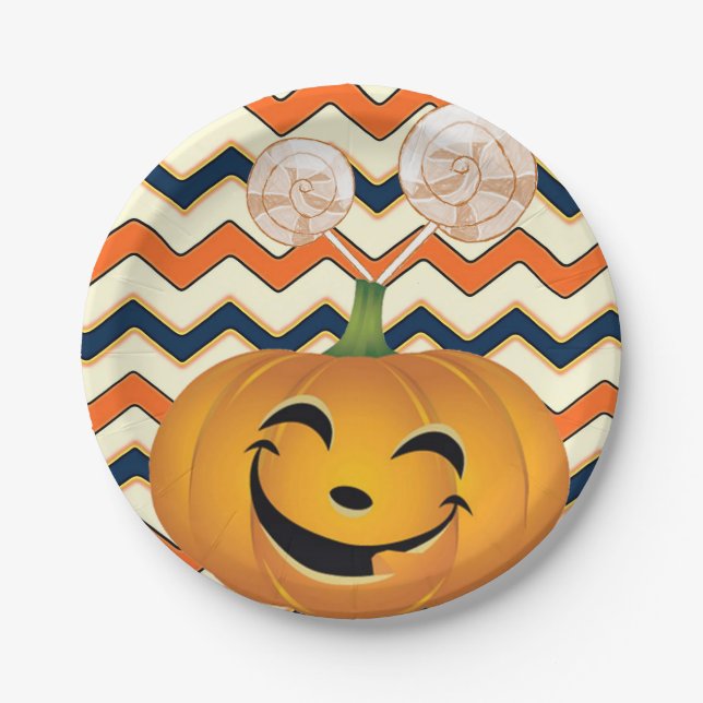 Plato De Papel Placas de papel Halloween, Calabaza (Anverso)