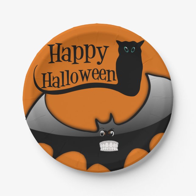 Plato De Papel Placas de papel Halloween, Feliz Halloween (Anverso)