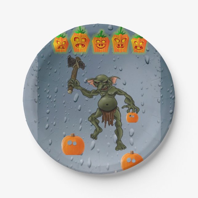 Plato De Papel Placas de papel Halloween, Goblin (Anverso)