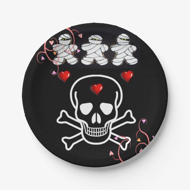 Plato De Papel Placas de papel Halloween, Skull (Anverso)