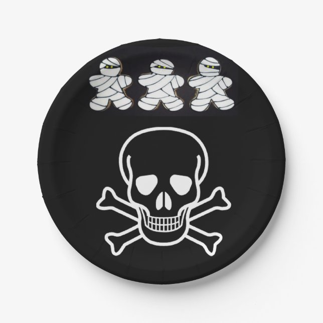 Plato De Papel Placas de papel Halloween, Skull (Anverso)