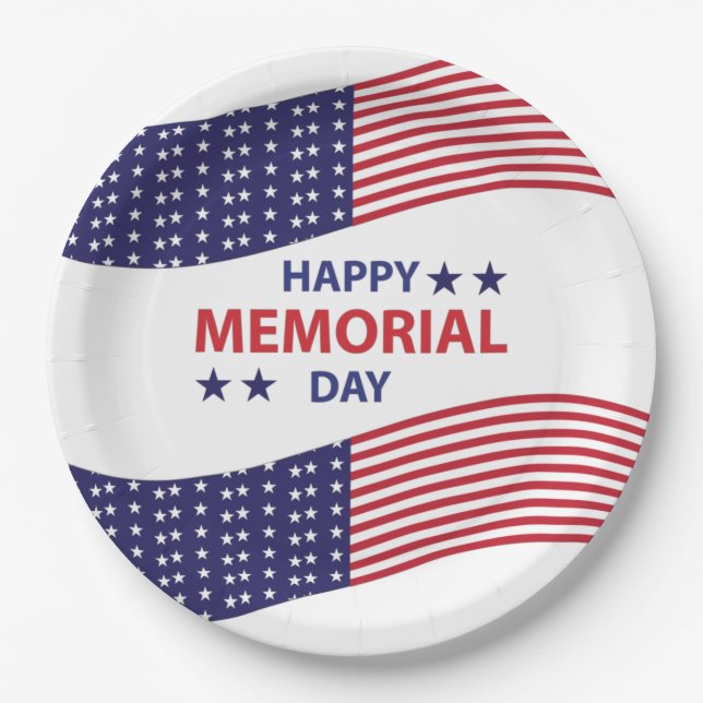 Plato De Papel Placas de papel Happy Memorial Day (Anverso)