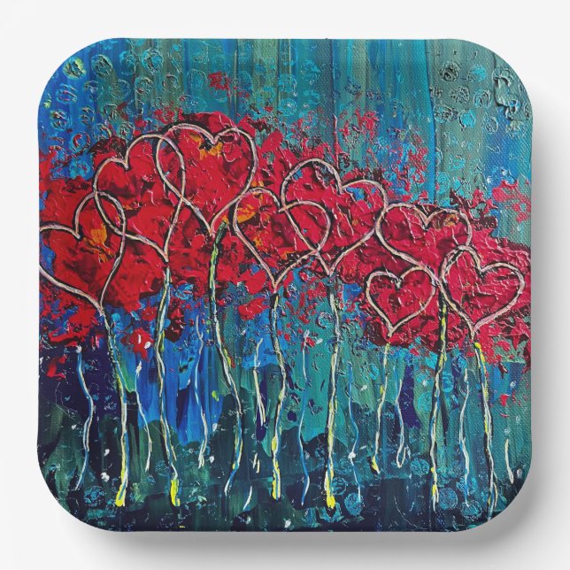 Plato De Papel Placas de papel Hearts (Anverso)