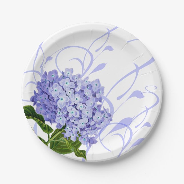 Plato De Papel Placas de papel-Hidrangea azul (Anverso)