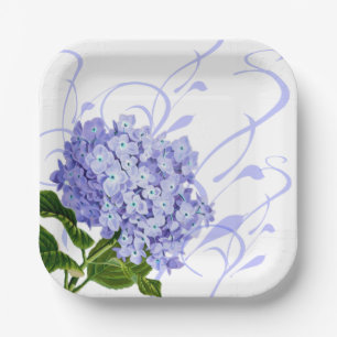 Plato De Papel Placas de papel-Hidrangea azul