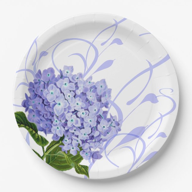 Plato De Papel Placas de papel-Hidrangea azul (Anverso)