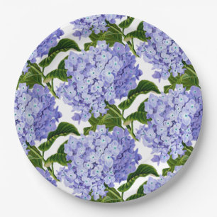 Plato De Papel Placas de papel-Hydrangeas azules