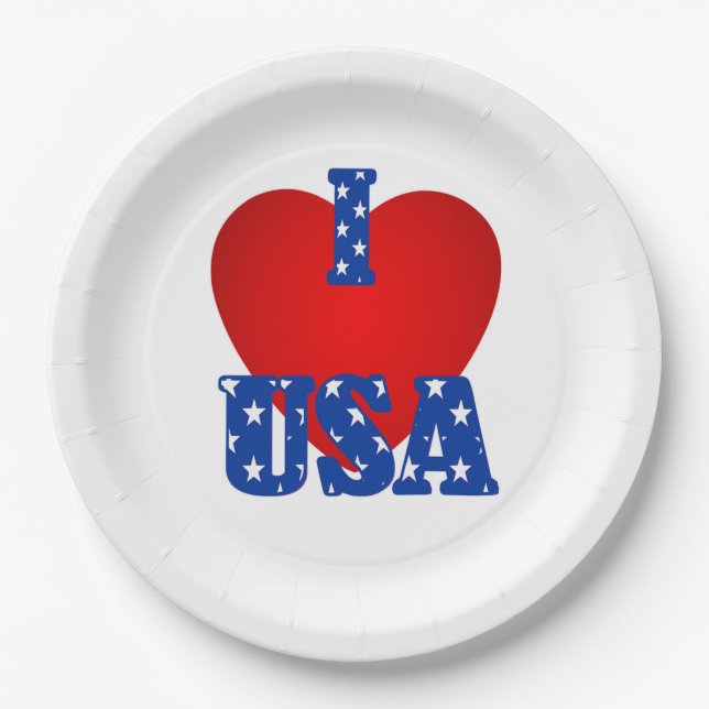 Plato De Papel Placas de papel/I Heart USA (Anverso)