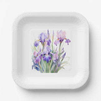 Plato De Papel Placas de papel Iris de color de agua elegante
