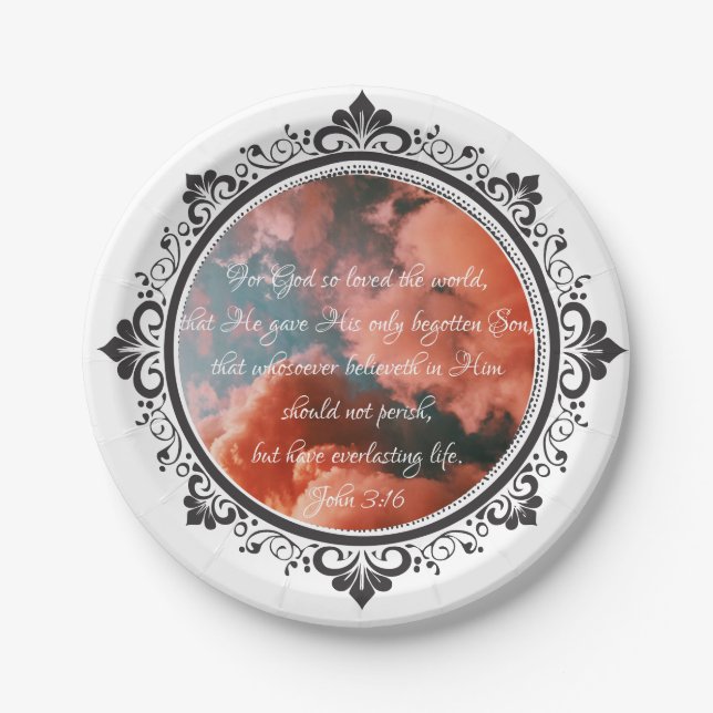 Plato De Papel Placas de papel John 3:16 (Anverso)