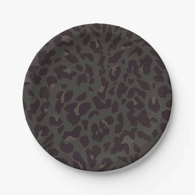 Plato De Papel Placas de papel Leopardo Negro (Anverso)