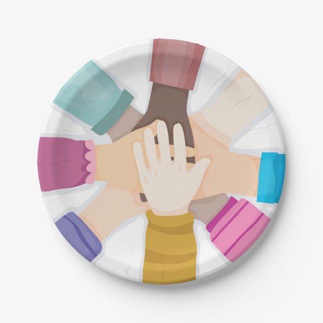 Plato De Papel Placas de papel manos para niños (Anverso)