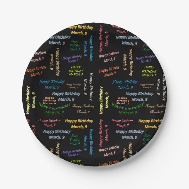 Plato De Papel Placas de papel Marcha, 9 Cumpleaños (Anverso)