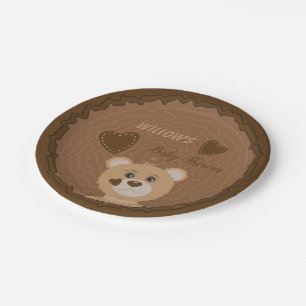 Plato De Papel Placas de papel marrón Baby Shower Bear Woodland