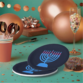 Plato De Papel Placas de papel menorah de arte pop