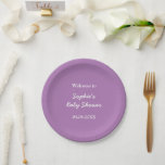 Plato De Papel Placas de papel Minimalistas suaves de Baby Shower<br><div class="desc">Baby Shower Gentle Purple Minimalista Paper Plates,  fácil de personalizar con la plantilla de personalización en línea antes de realizar el pedido.</div>