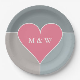 Plato De Papel Placas de papel monograma del personalizado del pa