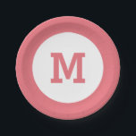 Plato De Papel Placas de papel monograma personalizado<br><div class="desc">Cambie el inicial a lo que desee. Consulte mi tienda (PATRONES > MONOGRAMOS y MARCOS) para obtener más productos de plantilla personalizado.</div>