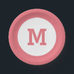 Plato De Papel Placas de papel monograma personalizado<br><div class="desc">Cambie el inicial a lo que desee. Consulte mi tienda (PATRONES > MONOGRAMOS y MARCOS) para obtener más productos de plantilla personalizado.</div>