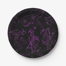 Plato De Papel Placas de papel morado floral