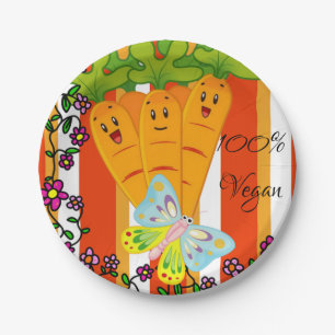 Plato De Papel Placas de papel, Naranja de zanahoria 100% Vegan