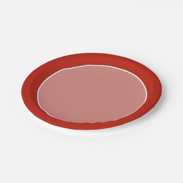 Plato De Papel Placas de papel Naranja Gingham-Rustic (Angular)