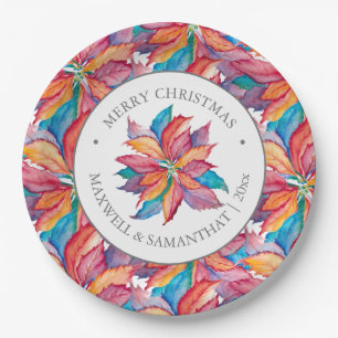 Plato De Papel Placas de papel navidades Poinsettia única