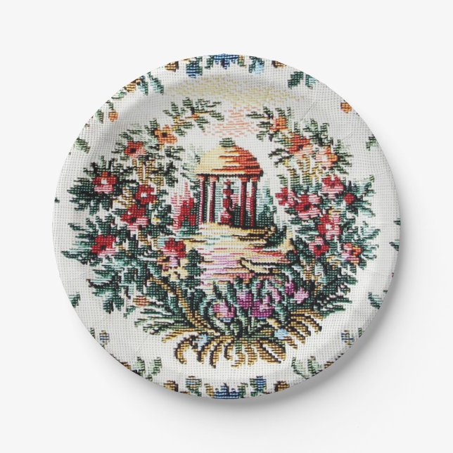 PLATO DE PAPEL PLACAS DE PAPEL NEEDLEPOINT LANDSCAPE 2 (Anverso)