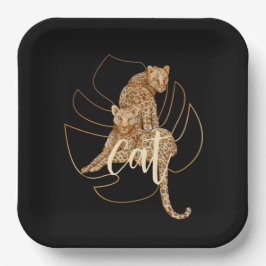 Plato De Papel Placas de papel negro leopardo