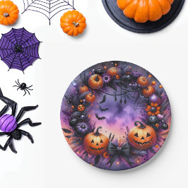 Plato De Papel Placas de papel nocturno de Halloween encantadas