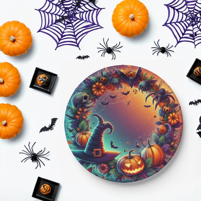 Plato De Papel Placas de papel nocturno de Halloween encantadas (Subido por el creador)