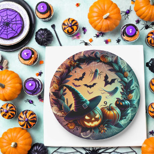 Plato De Papel Placas de papel nocturno de Halloween encantadas