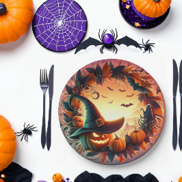 Plato De Papel Placas de papel nocturno de Halloween encantadas