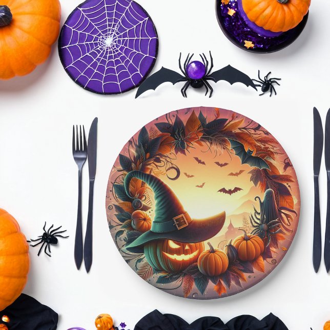 Plato De Papel Placas de papel nocturno de Halloween encantadas (Subido por el creador)