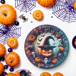 Plato De Papel Placas de papel nocturno de Halloween encantadas