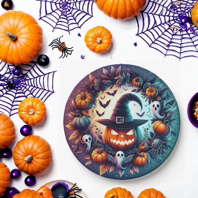 Plato De Papel Placas de papel nocturno de Halloween encantadas (Subido por el creador)
