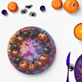 Plato De Papel Placas de papel nocturno de Halloween encantadas