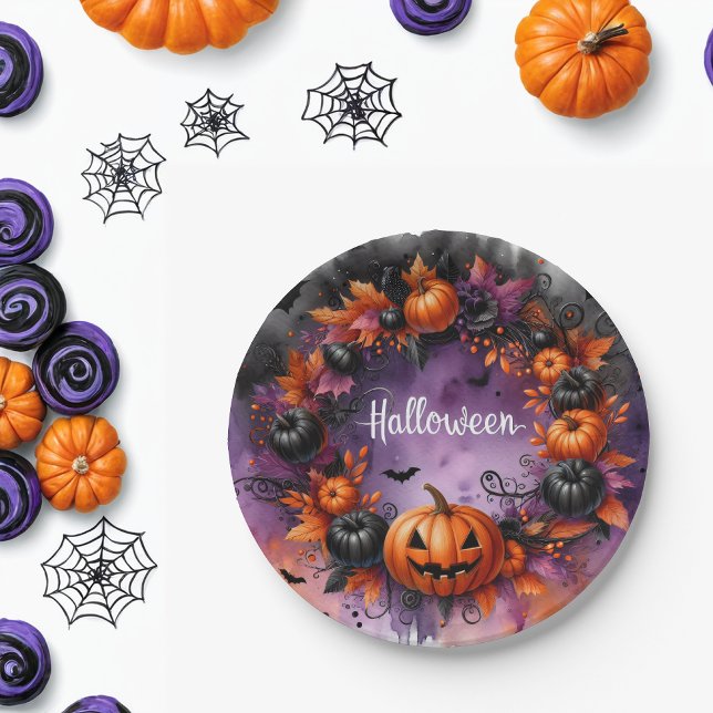 Plato De Papel Placas de papel nocturno de Halloween encantadas (Subido por el creador)