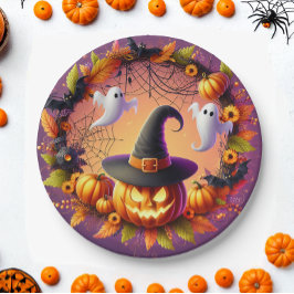 Plato De Papel Placas de papel nocturno de Halloween encantadas