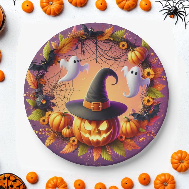 Plato De Papel Placas de papel nocturno de Halloween encantadas (Subido por el creador)