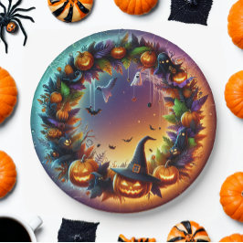 Plato De Papel Placas de papel nocturno de Halloween encantadas