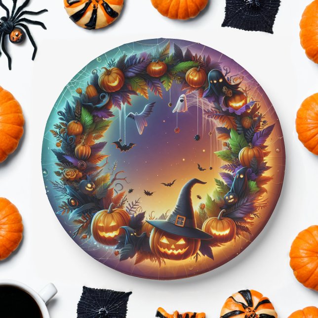 Plato De Papel Placas de papel nocturno de Halloween encantadas (Subido por el creador)