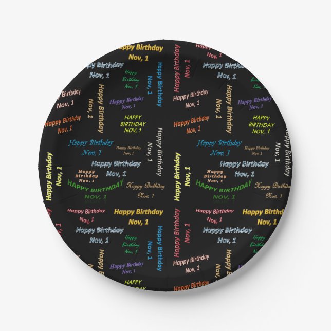 Plato De Papel Placas de papel noviembre, 1 cumpleaños (Anverso)