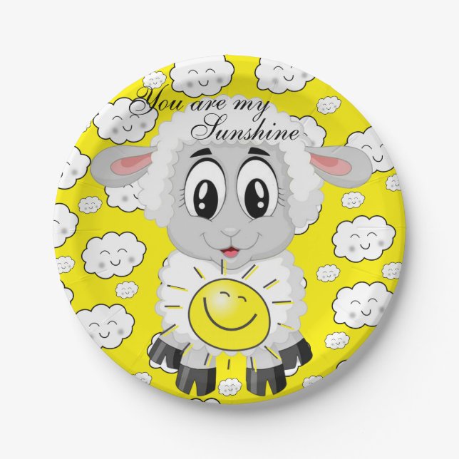 Plato De Papel Placas de papel, nubes de sol de ovejas Eres mi br (Anverso)