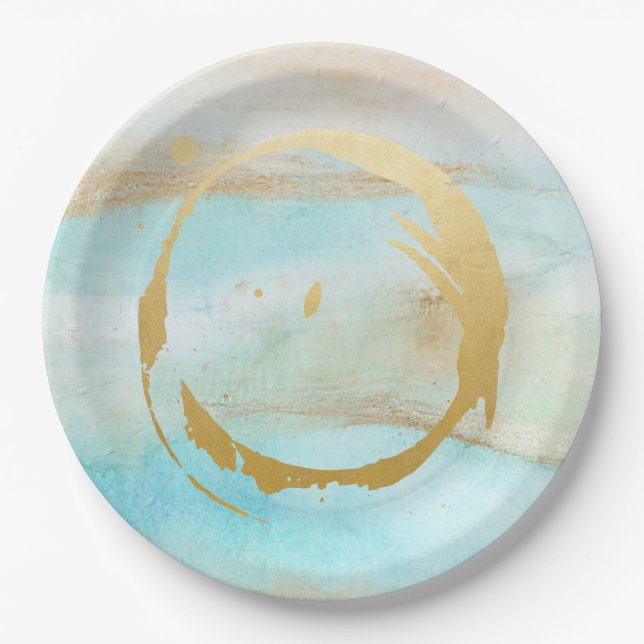 Plato De Papel Placas de papel nupciales de mármol de Baby Shower (Anverso)