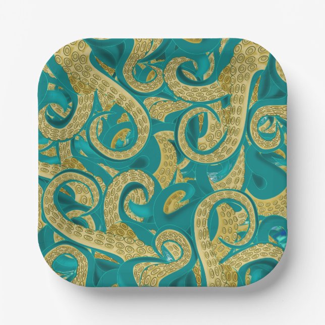 Plato De Papel Placas de papel Octopus (Anverso)