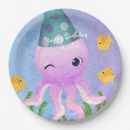 Plato De Papel Placas de papel Octopus de cumpleaños