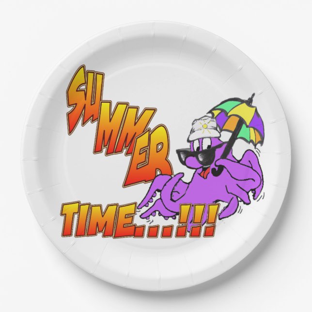 Plato De Papel Placas de papel Octopus de verano (Anverso)