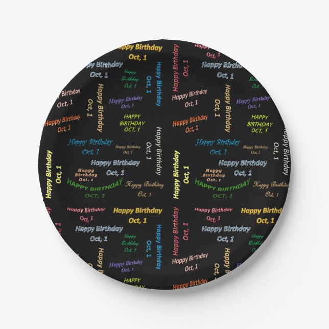 Plato De Papel Placas de papel octubre, 1 cumpleaños (Anverso)