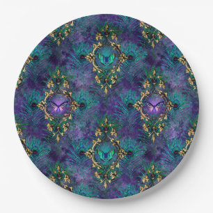 Plato De Papel Placas de papel para Bodas de mariposas de pavo re